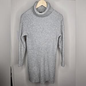 TAHARI Gray Knit Turtleneck Sweater Dress XS Longsleeve
